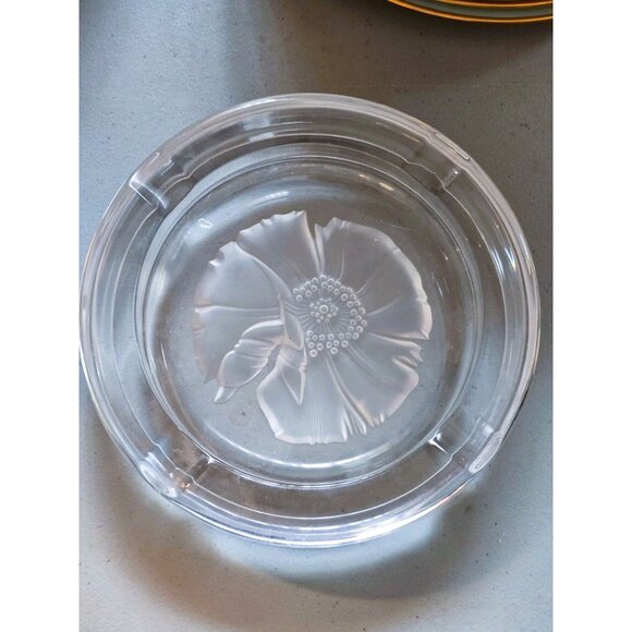 Vintage Emanuel Ungaro Glass Flower Signed Thick Ashtray (U1000) - Picture 2 of 7